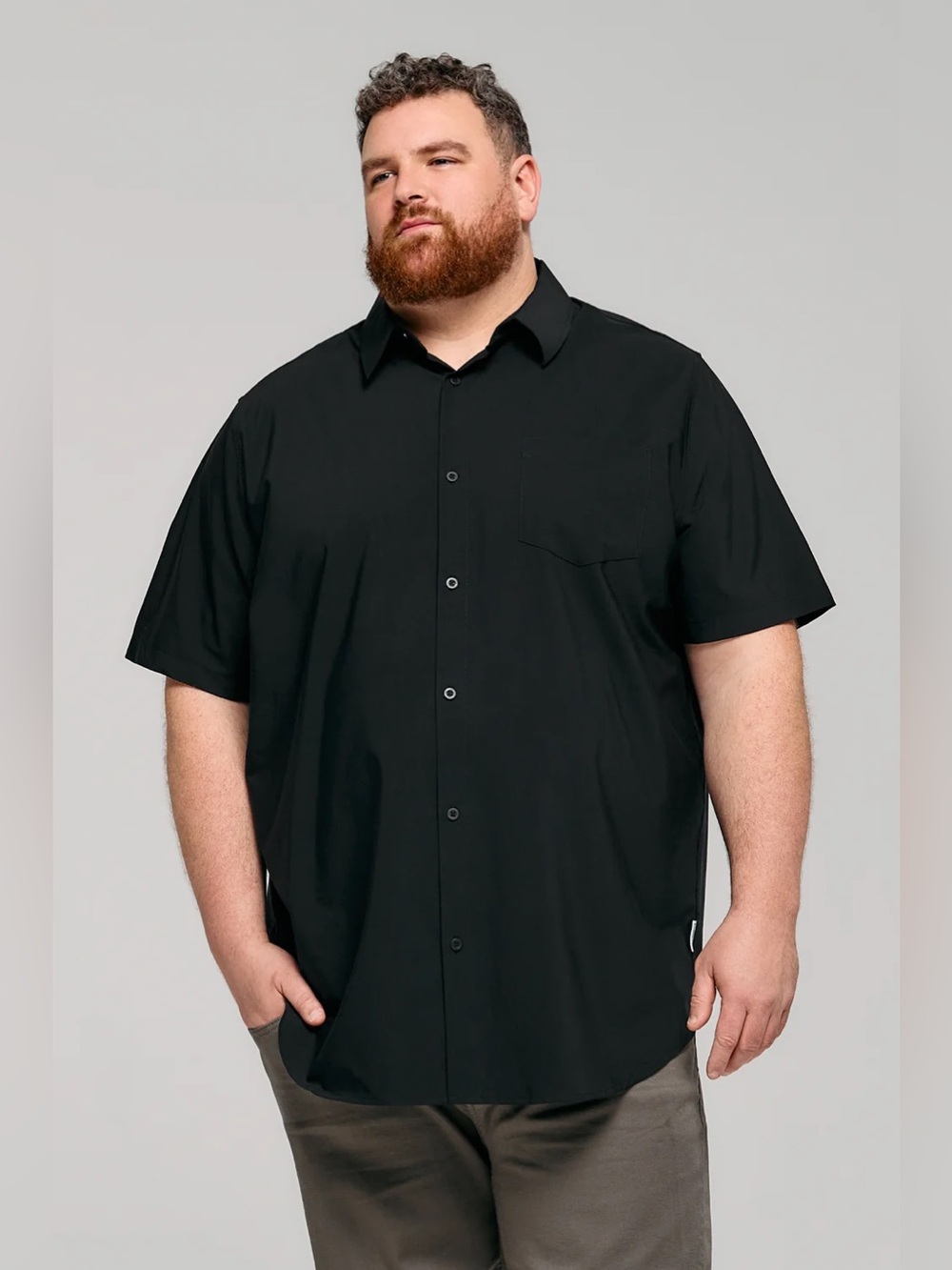 STRONGSIZE - Men’s Black Motion Short Sleeve Button Down Shirt (NWOT)